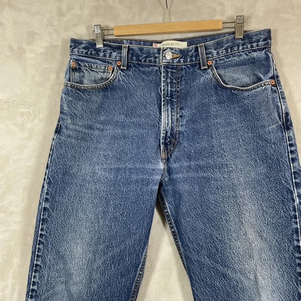 Vtg Levis 505 Jeans Mens 36x32 (fit 34x31) Y2K 2000s Whisker Fade Dark Wash